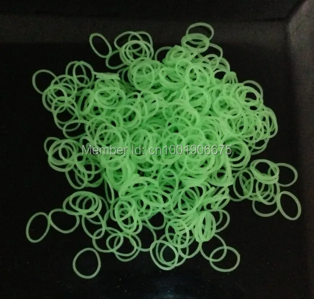 2014 HOT Glow in the Dark Luminous Rubber Bands Refills Loom Band Bracelets DIY (600 pcs bands + 24 S clips ) *20 Wholesale|glow dark pebbles|glow