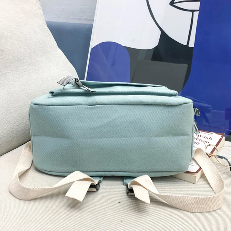 Простой холщовый женский рюкзак школьный ранец в Корейском стиле для