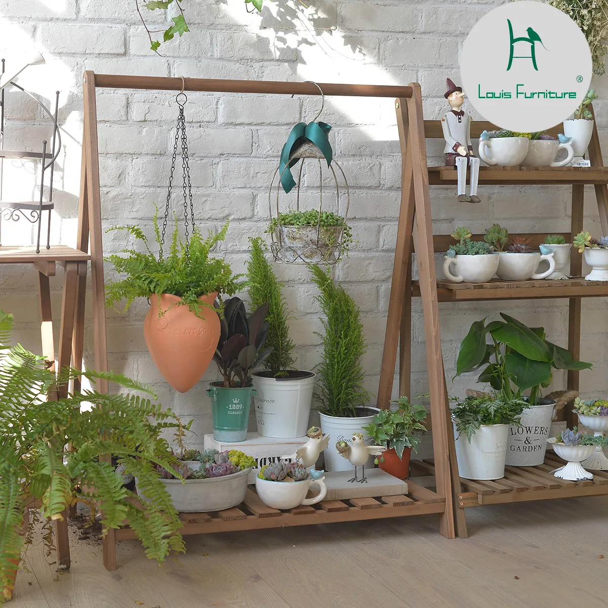 Луи модные растительные полки сад балкон винтажная полка|Полки для растений| |