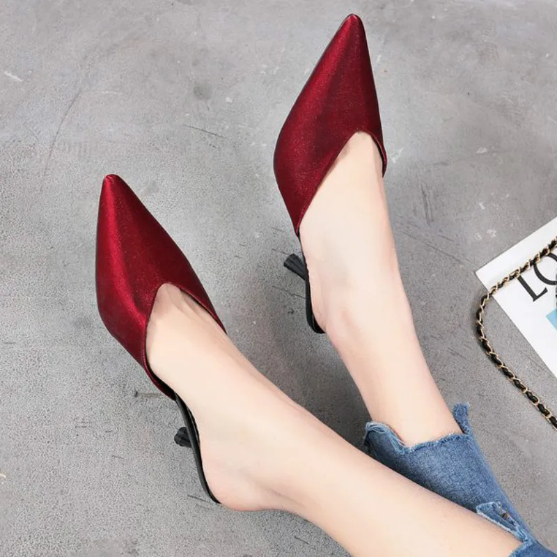 2019 г. новые модные женские туфли с острым носком на каблуке в стиле Kiten без задника
