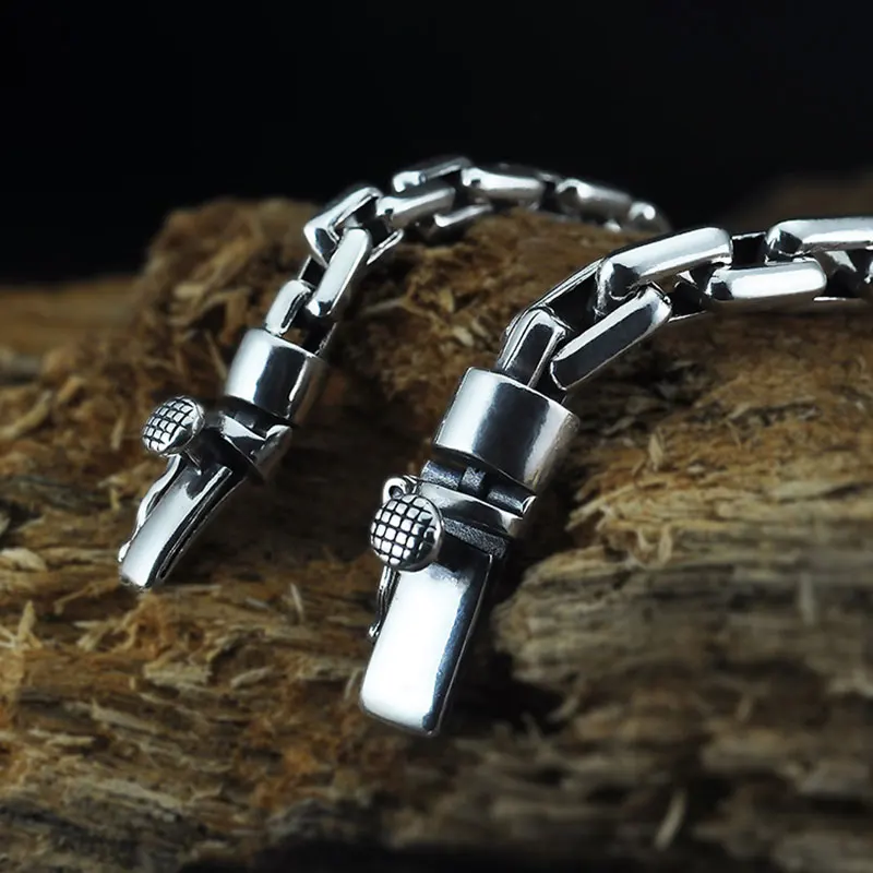 Браслет из чистого серебра 925 пробы шириной 6 мм/8 мм Классическая цепочка