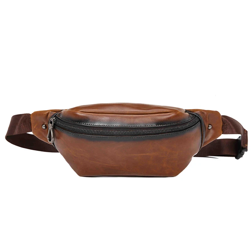 Мужская поясная сумка в стиле ретро коричневая водонепроницаемая мессенджер из
