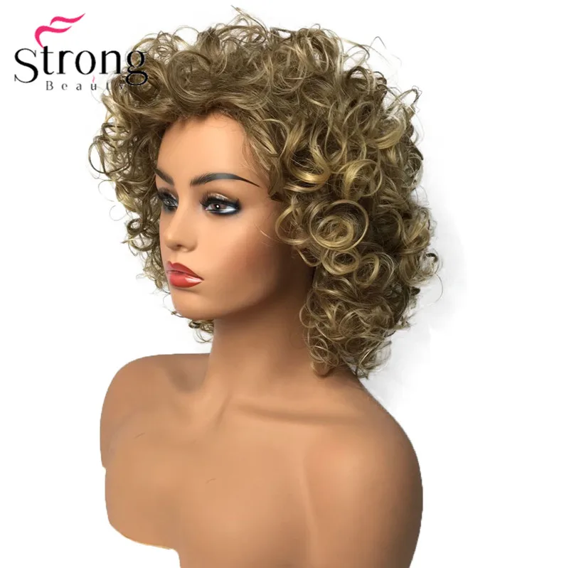 StrongBeauty Shotr кудрявые натуральные пушистые прически волосы монолитным парики женские синтетические волосы парик