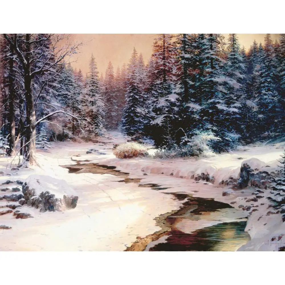 Goedkoop Handgeschilderde Moderne Schilderijen Winters End Landschap Art Foto Op Canvas Voor Muur Decor Hoge Kwaliteit