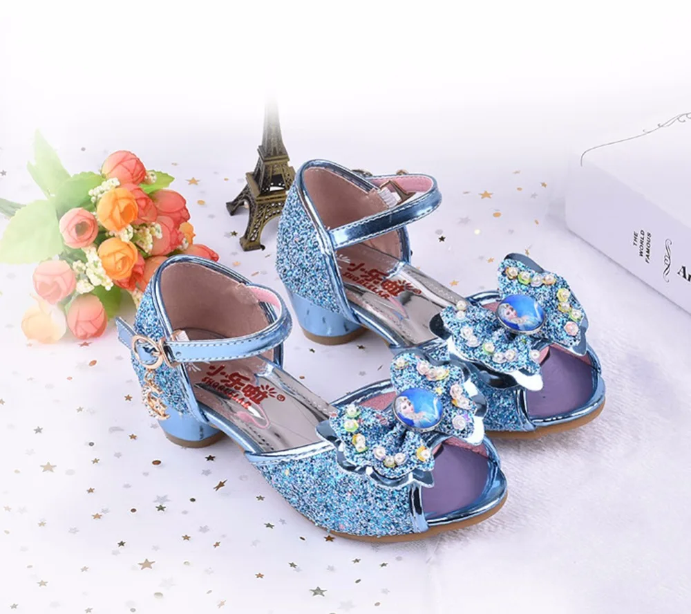 

Kids Princess Girls Low Heels Dress Shoes Party Glitter Bridesmaids Dress Pumps Shoes