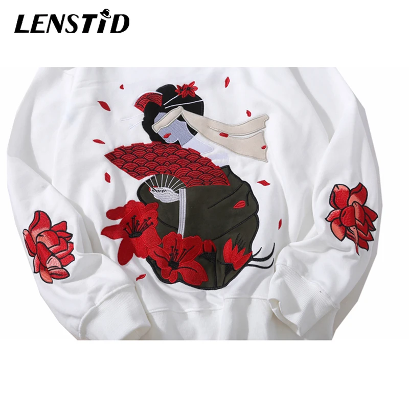 LENSTID 2019 Harajuku городская уличная Толстовка с вышивкой для мужчин в японском стиле