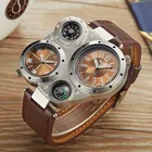 Oulm повседневные кожаные спортивные часы мужские роскошные брендовые уникальные дизайнерские военные часы мужские кварцевые наручные часы erkek kol saati