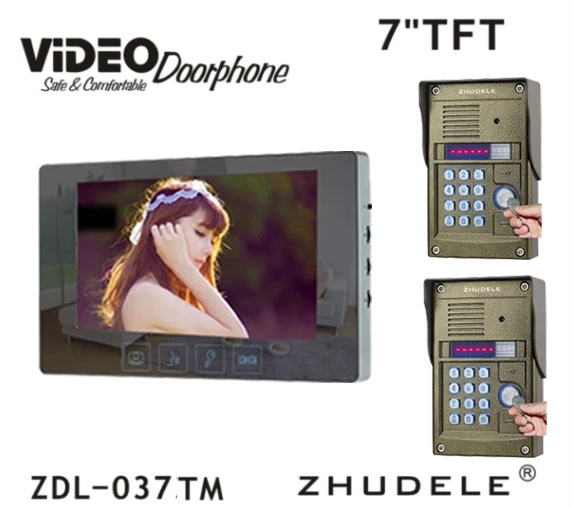 ZHUDELE домашний видео телефон двери с 7 &quotсенсорный ключ ЖК монитор и 700 ТВЛ HD ИК
