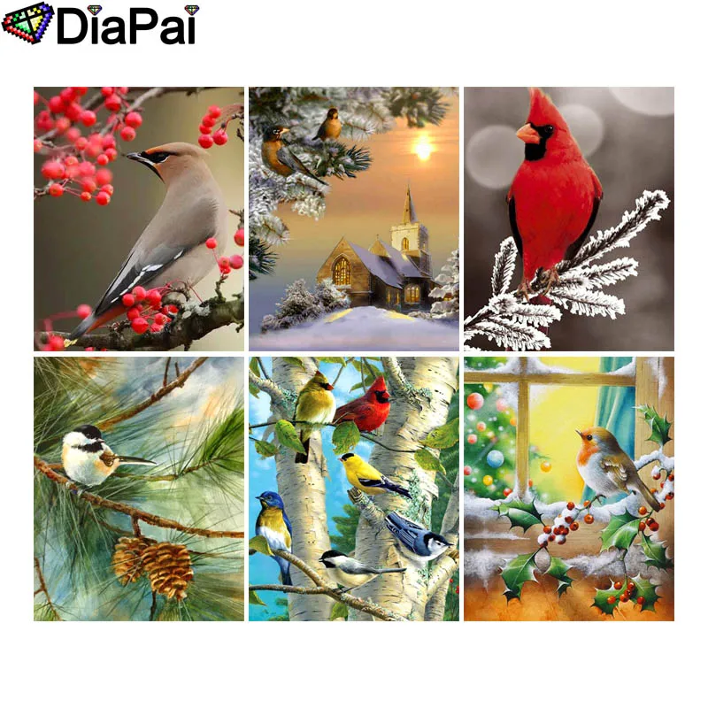 

DIAPAI 5D DIY Diamond Painting 100% Full Square/Round Drill "Flower and bird sunset" 3D Embroidery Cross Stitch Home Decor