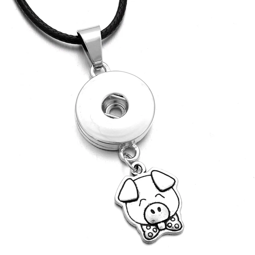 Новые ювелирные украшения милые Подвески в виде свиньи ожерелье с кнопкой