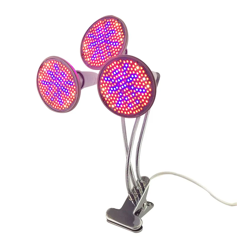 lamp and 3 head clip Светодиодный светильник для выращивания растений, палатка для выращивания, коробка, полный спектр цветов, 200 УФ, ИК-лампа, E27, лампа с зажимом, семена, лампа, двойная, для внутреннего использования, growbox hydro - Испускаемый цвет: lamp and 3 head clip