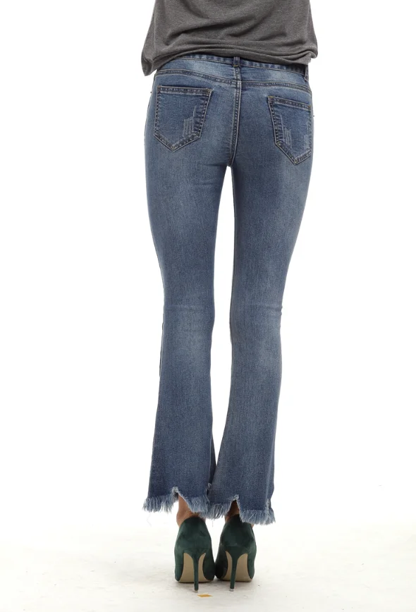 Новый 2017 кисточкой клеш Женские Джинсы для женщин Брюки девочек модные сезон: