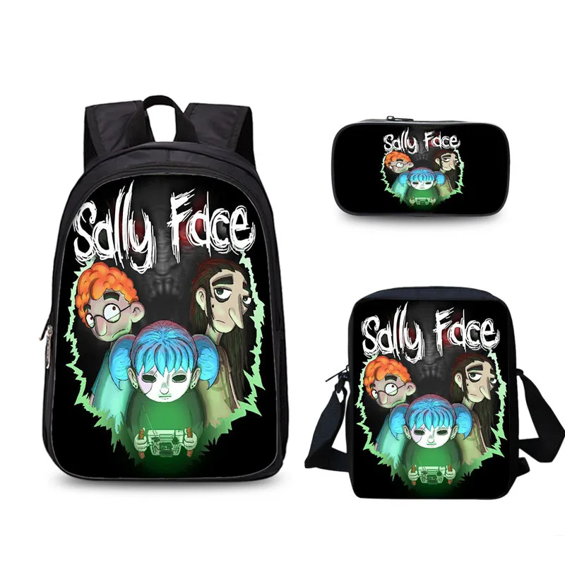 Модный школьный рюкзак Sally face для девочек и мальчиков 3 шт./компл. ортопедический