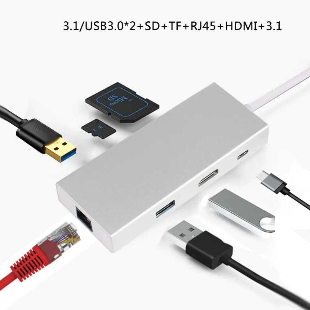 Многофункциональный концентратор Spiltter адаптер USB-C до 2 Usb3.0 PD 4 K HDMI видео с высокой