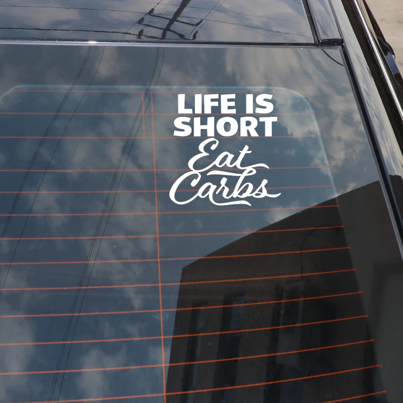 YJZT 13 см * интересный Life Is Short Eat Carbs Виниловая наклейка для автомобиля Стайлинг