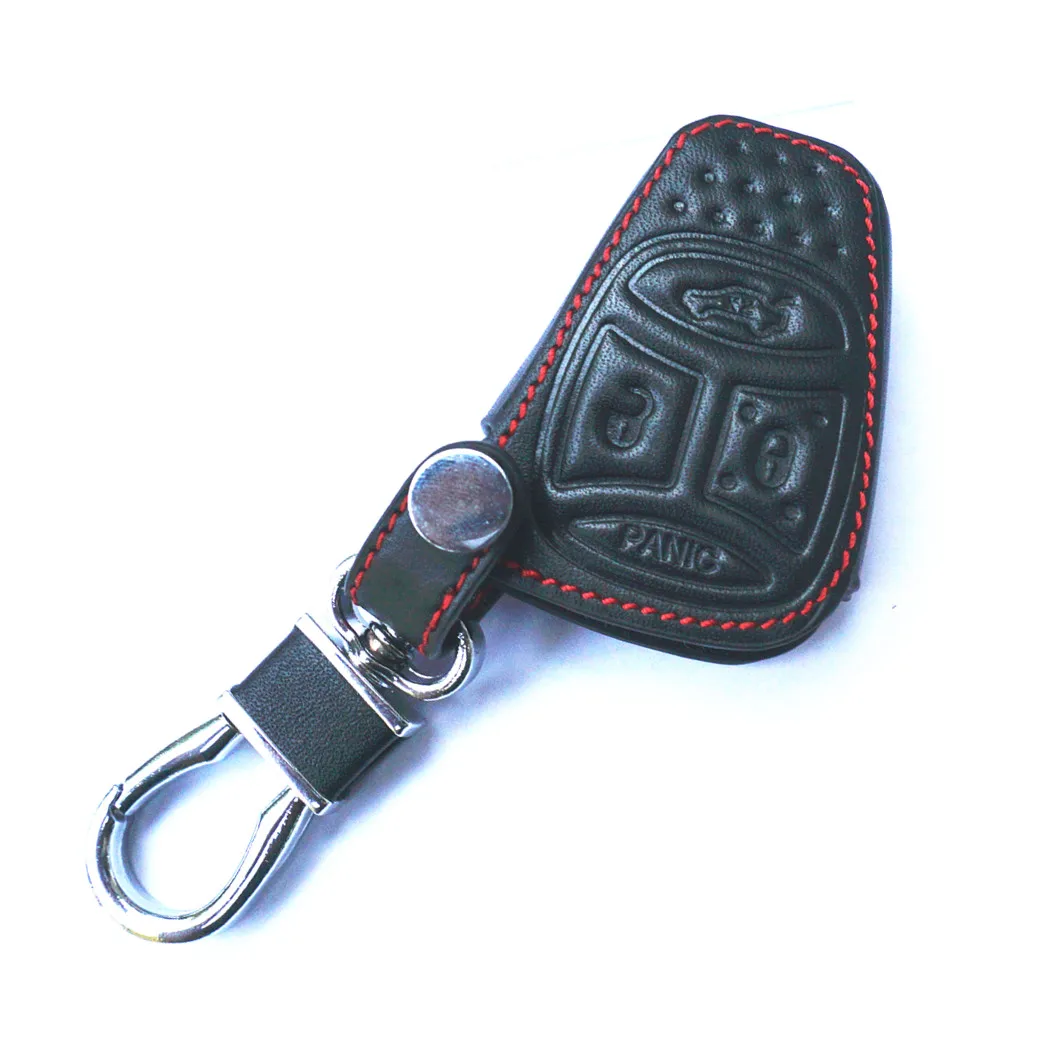 

WFMJ Genuine Leather 4 Buttons accessories Remote Smart Key Chain Holder Cover Case Fob For Dodge Magnum Durango Charger Dakota