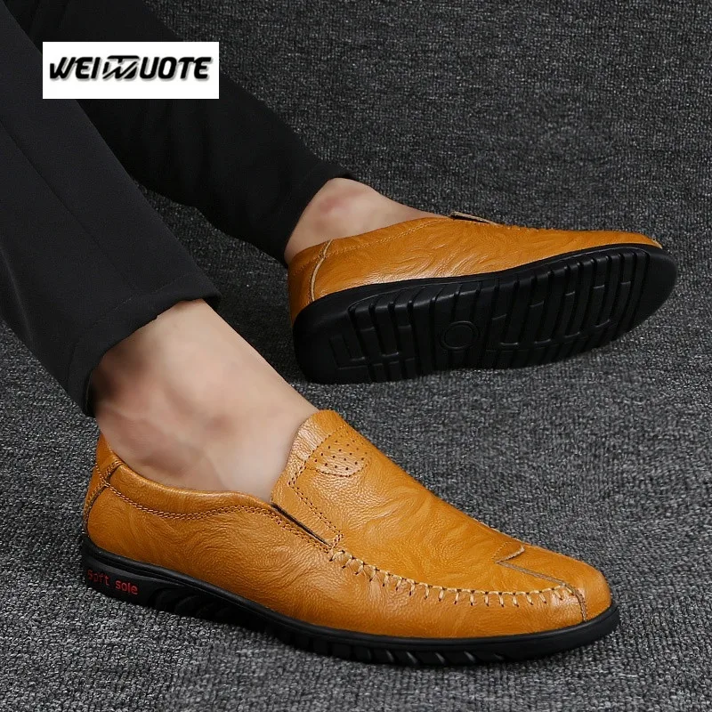 WEINUOTE New Fashion Men's Business Leather Shoes Men Soft Loafers Casual Lazy shoes Flats Comfy Driving | Обувь