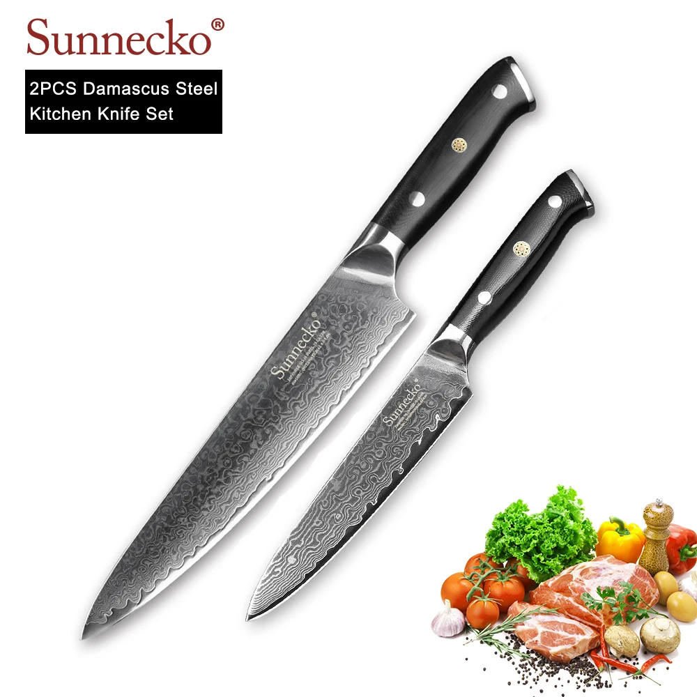 Набор кухонных ножей SUNNECKO из 2 предметов нож шеф повара японский Дамаск VG10