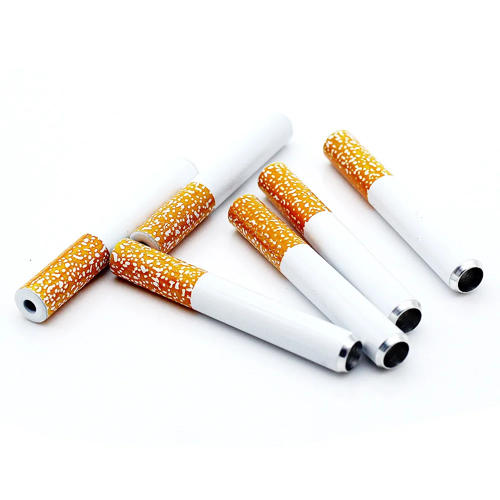 Portable Cigarette Shape Accessories Tobacco Shisha Pipes Sniffer Metal Mini Smoking Pipe |