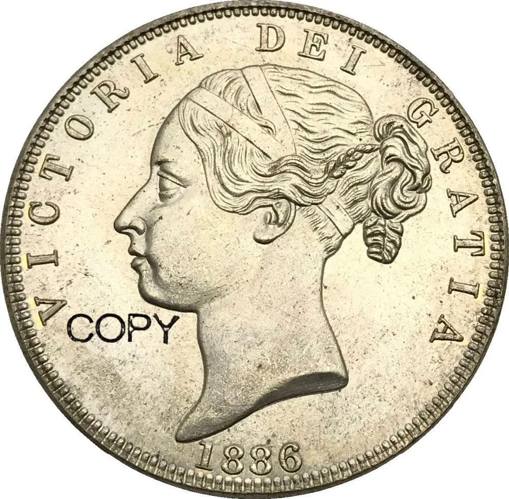Объединенное Королевство 1/2 Корона 1886 Виктория молодая голова Посеребренная