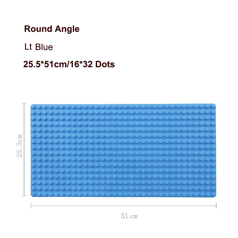 Lt Blue-Round Angle 512 Duploe большая Базовая пластина для конструктора 16*32 точек 51*25,5 см опорная плита DIY строительные блоки игрушки для детей Совместимые с Duplos зеленый - Цвет: Lt Blue-Round Angle