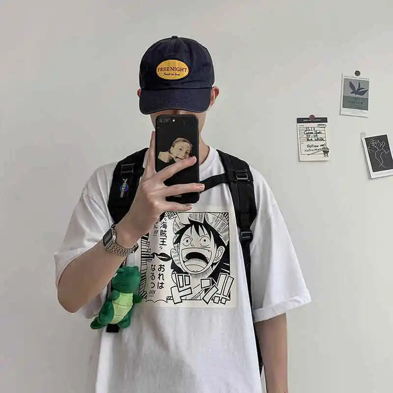 Цельная мультяшная футболка Повседневная homme streetwear Мужская Женская одежда для