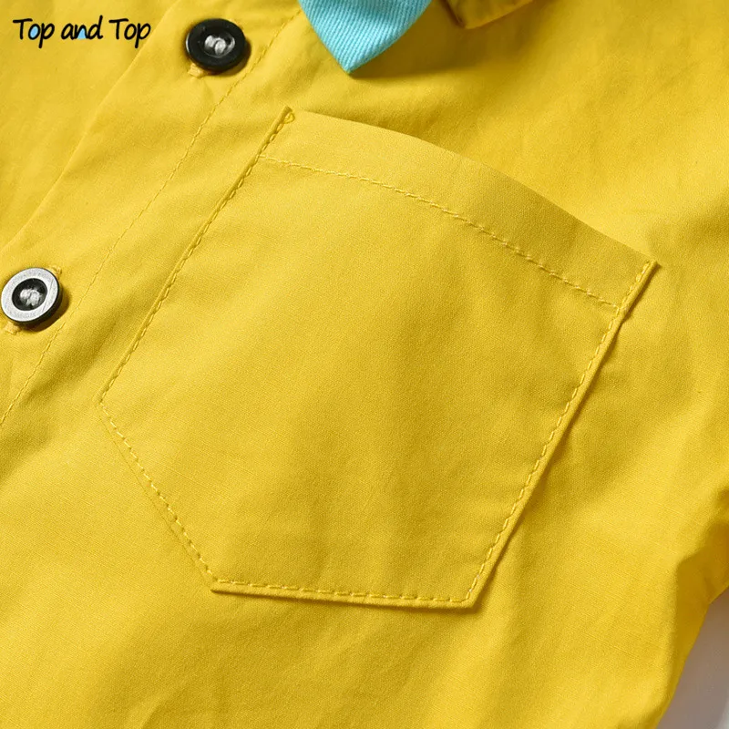 Top and Summer Fashion Infant Baby Boy Short Sleeve Bowtie Shirt Tops+Overalls Gentleman Clothes Outfit Suit Bebe Kids |