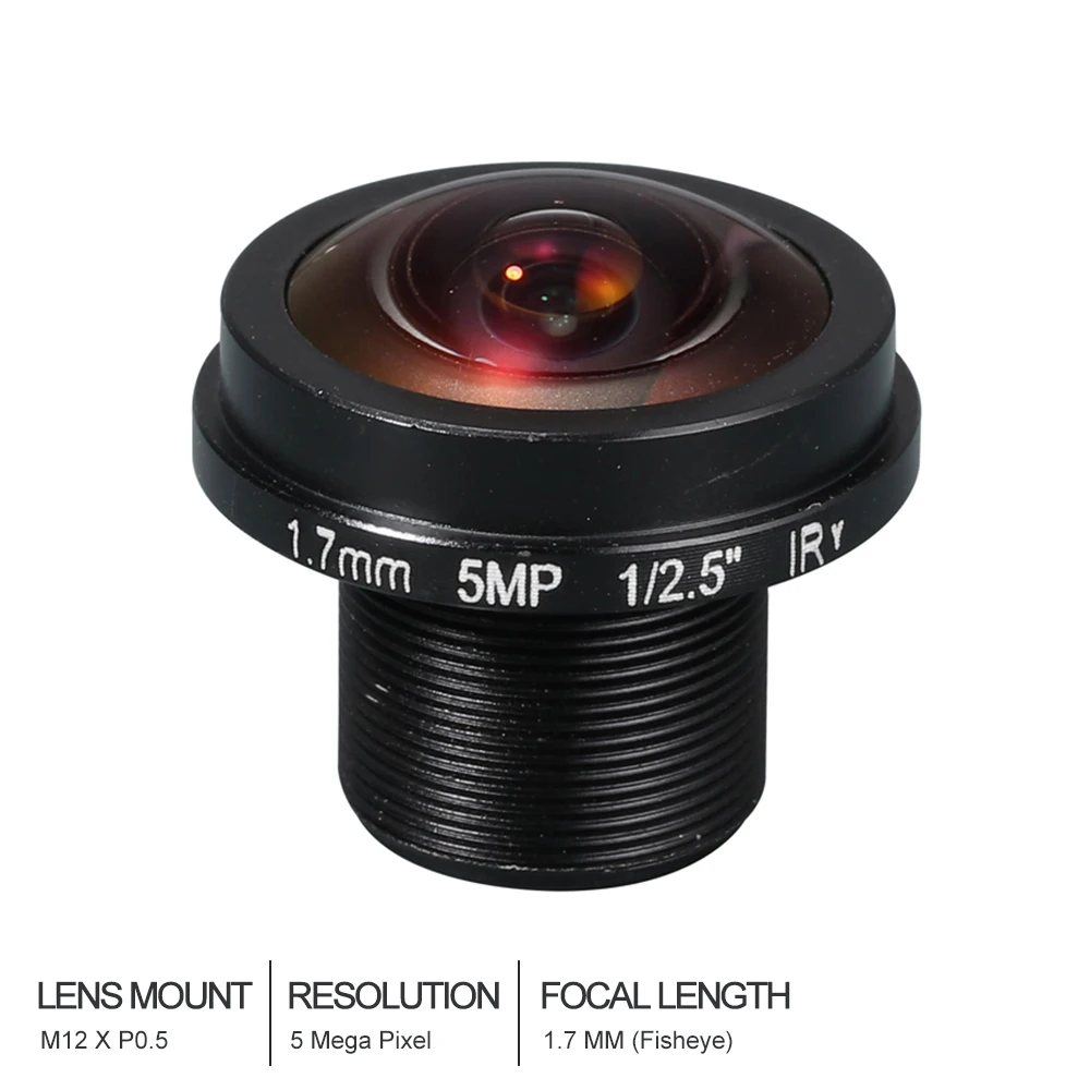 HD Объектив Fisheye для ip камер видеонаблюдения 5 МП 1 7 мм M12 * 0 1/2 F2.0 180
