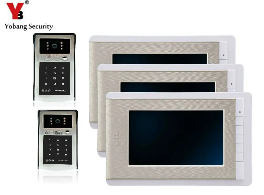 Yobangsecurity 7 дюймов RFID пароль видео-телефон двери Дверные звонки домофон Системы
