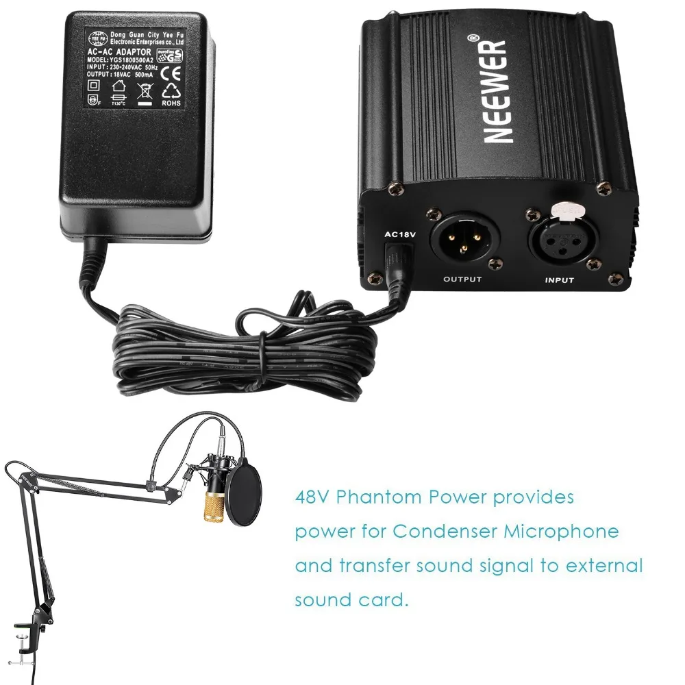 Neewer NW-800 конденсаторный микрофон (черный/золотой) и монитор набор наушников 48В