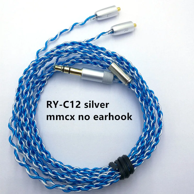 RY-c12 silver mmcx n RY-c12 1,2 м DIY Замена кабеля 3,5 мм с серебряным покрытием Модернизированный проволока 4 многожильный провод кабель для ремонта Сделай Сам HIFI кабель для наушников - Цвет: RY-c12 silver mmcx n