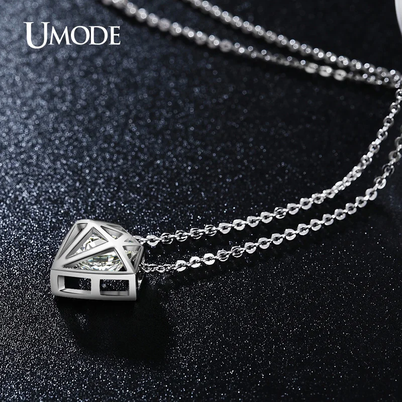 UMODE милое открытое круглое ожерелье с прозрачным цирконием белое золото цветные