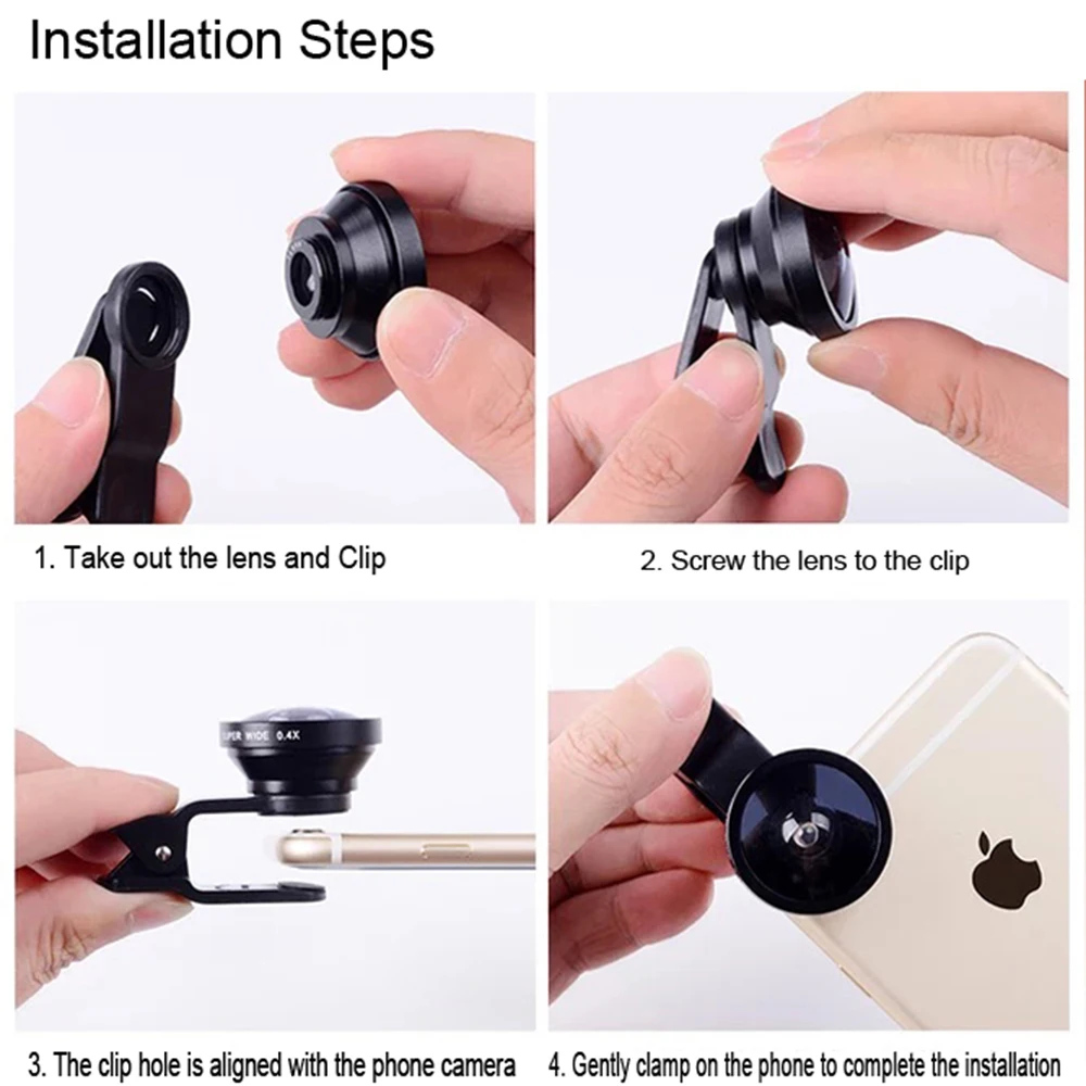 Mobile Phone Lens 0.4X Wide-Angle Digital High Definition Super Wide Angle For iPhone 8 7 6 Xiaomi Samsung HTC LG Sony | Мобильные