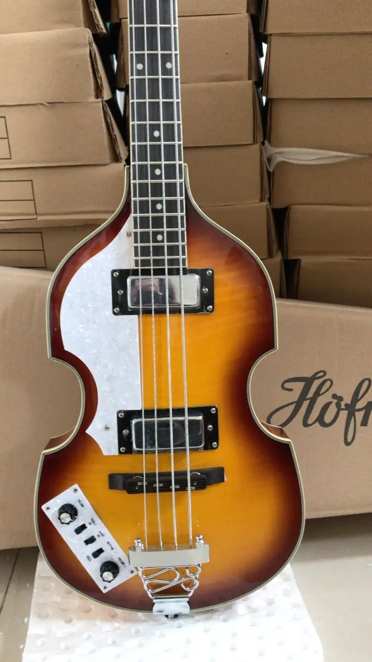 Hofner Sunburst H500/1-CT Современная серия скрипка бас-гитара Делюкс 4 струны бас-гитара золотистого цвета Пламя клен Топ назад 2 звукоснимателя