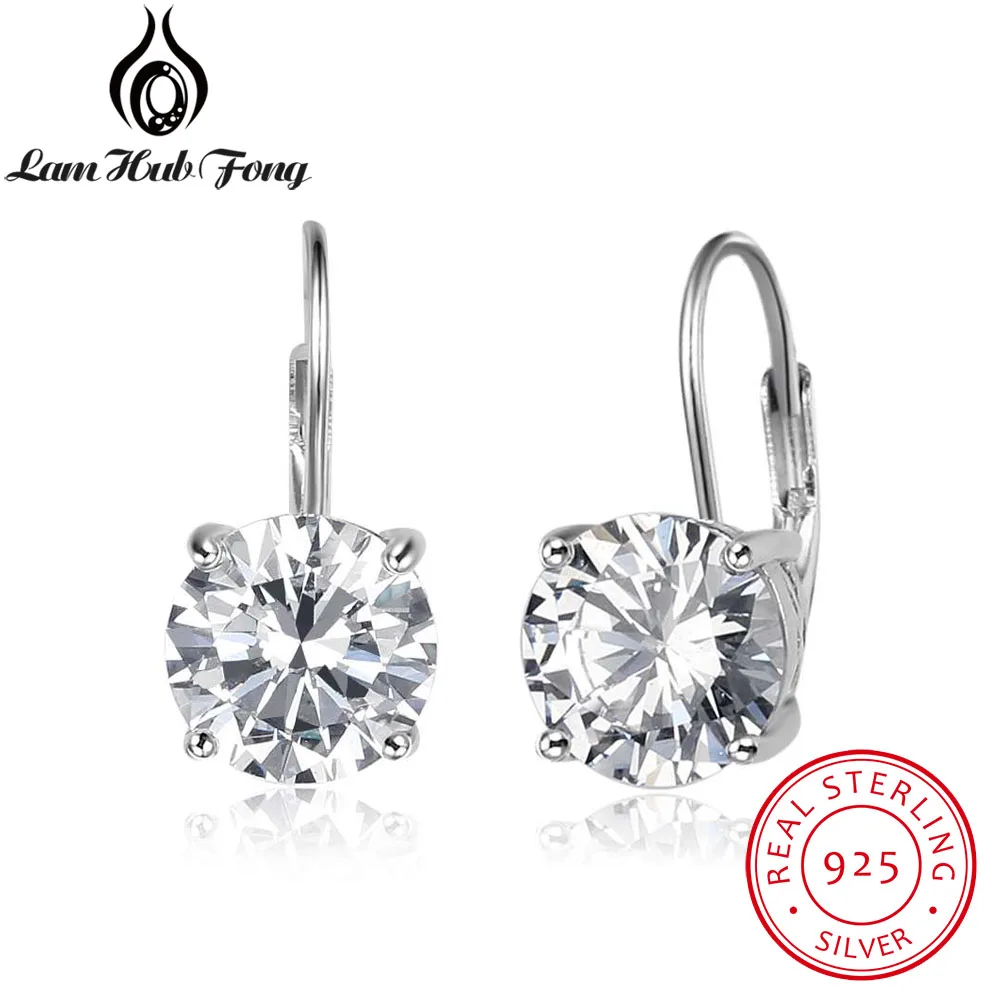 

Elegant Real Pure 925 Sterling Silver Hoop Earrings Large Round Cubic Zirconia Earrings For Women Trendy Jewelry (EA102020)