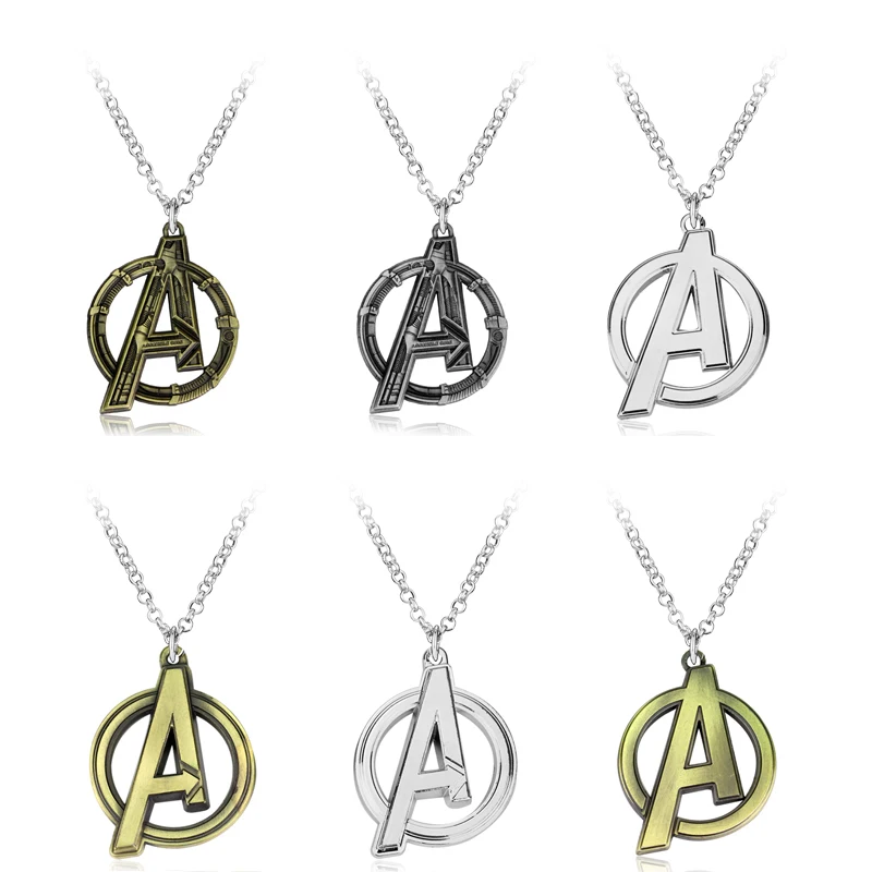 Популярное ожерелье с подвеской Marvel Movie Avenger серебряная бронза Мстители надпись