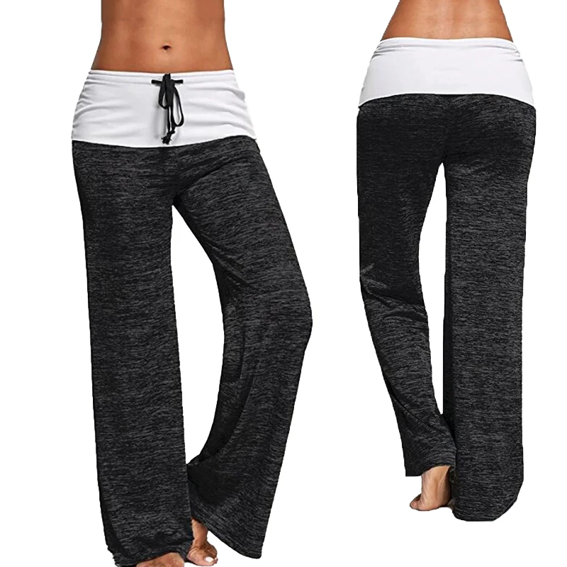 Women Sport Leggings Fitness Yoga Pants patchwork Wide Leg Fitness Leggins Clothing Loose Workout Trousers Sports Clothing suits