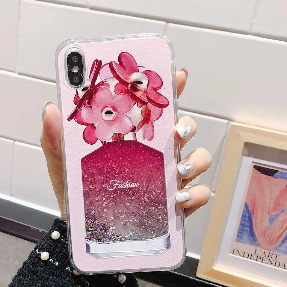 Phone Case For iPhone 7 8 6 Perfume bottle quicksand Back Cases Plus Covers Funda X XR XS MAX Capa |
