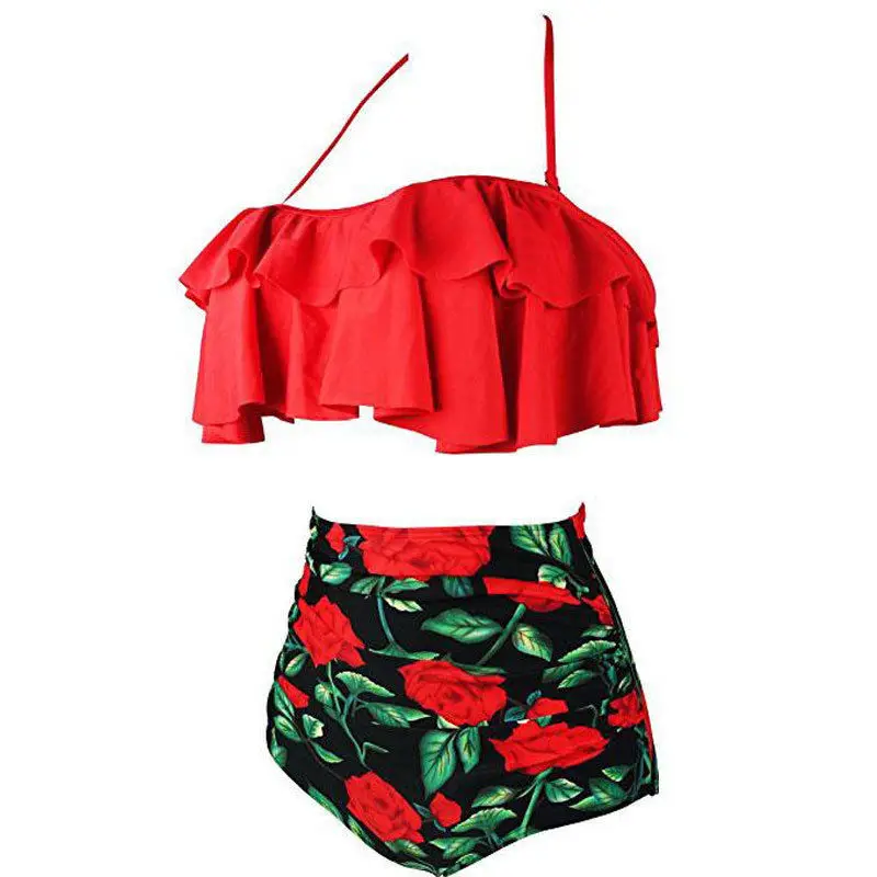 2018 Семейные парные купальники цветочные милые бикини для мамы и дочки Летний