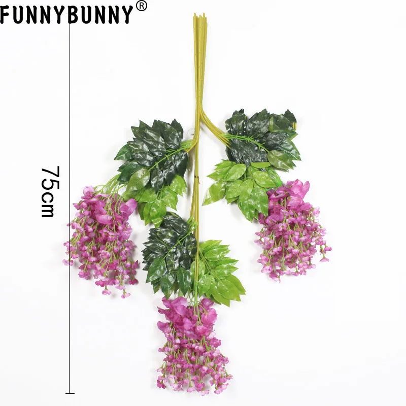 FUNNYBUNNY искусственная Глициния лоза ротанга Висячие Гирлянда цветков глицинии