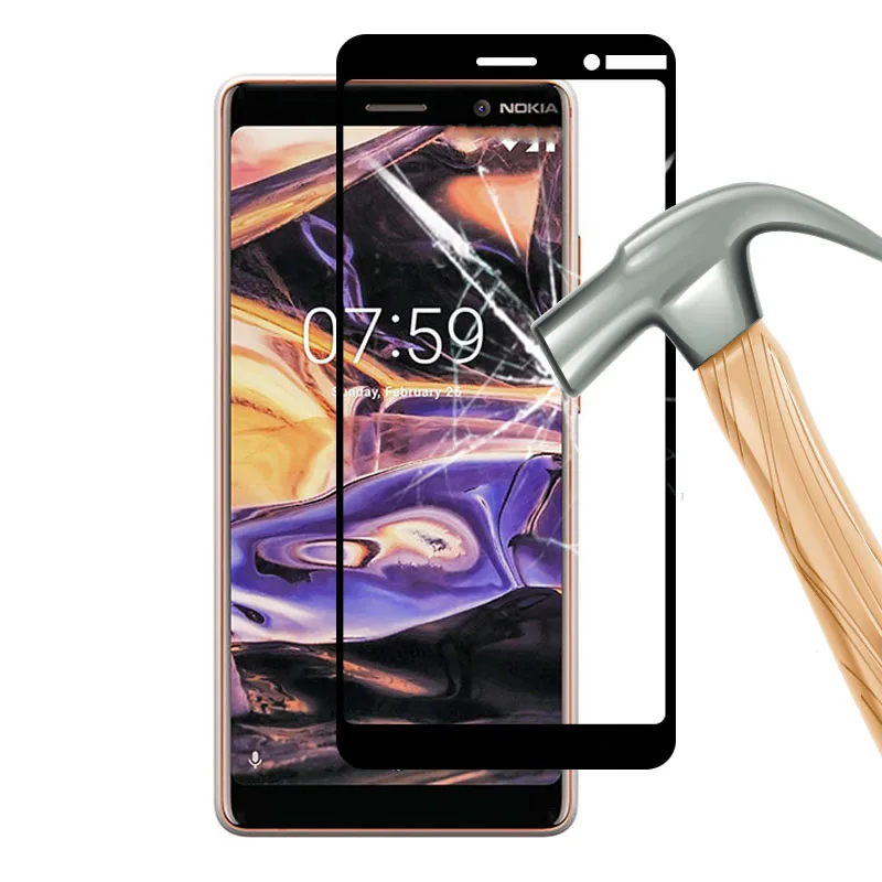 Full Cover Protective Glass on For Nokia 7 6 5 Plus 2018 Screen Protector Tremp Noka Tempered Glas Nokia7 Nokia6 Nokia5 Cam Film | Мобильные
