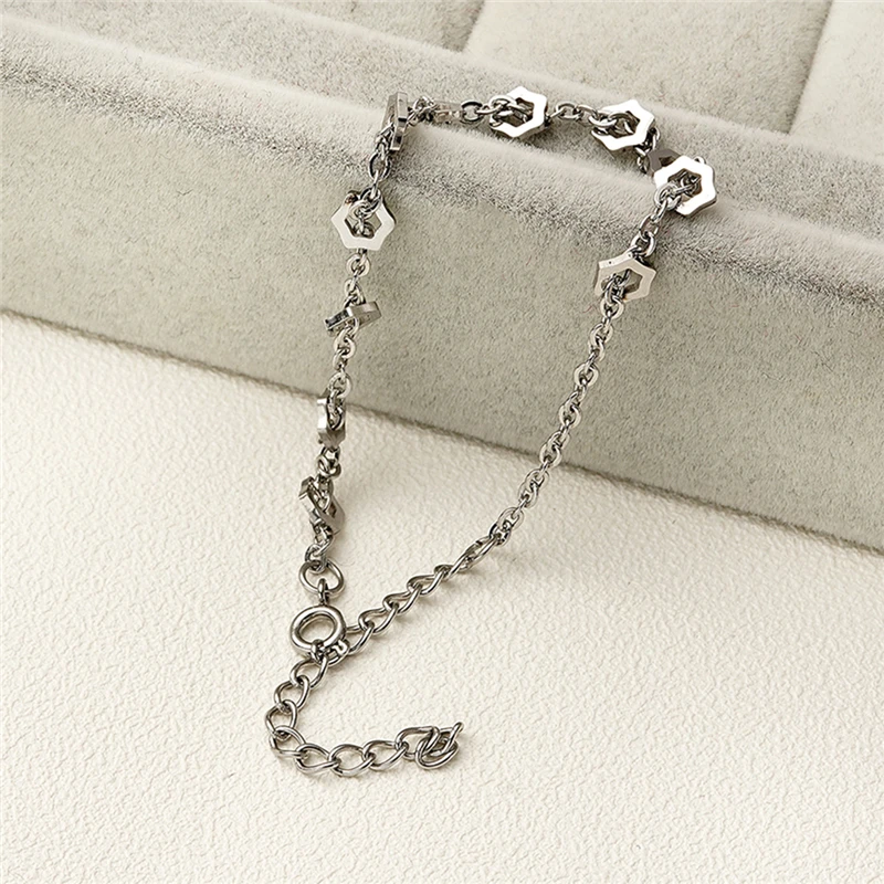 Брендовые браслеты с шестигранной подвеской из нержавеющей стали не выцветают