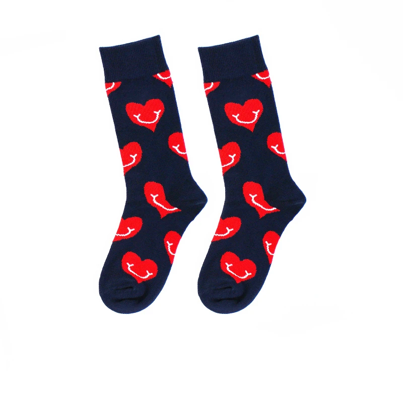 navy blue Повседневное чесаный хлопок для мужчин носки для девочек, как правило Harajuku Street Хип Хоп Смешные забавные носки красочные клетчатый узор - Цвет: navy blue