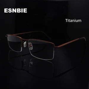 Очки ESNBIE титановые для мужчин и женщин, ультралегкие Полуободковые, при близорукости, рецептурные, без оправы