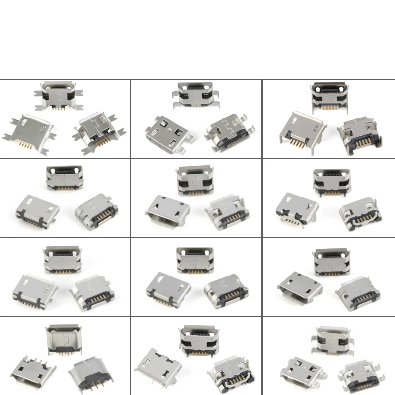 60 шт./компл. микро USB разъем 12 моделей гнезда Разъемы Набор для MP3 Lenovo Huawei Samsung SMD DIP