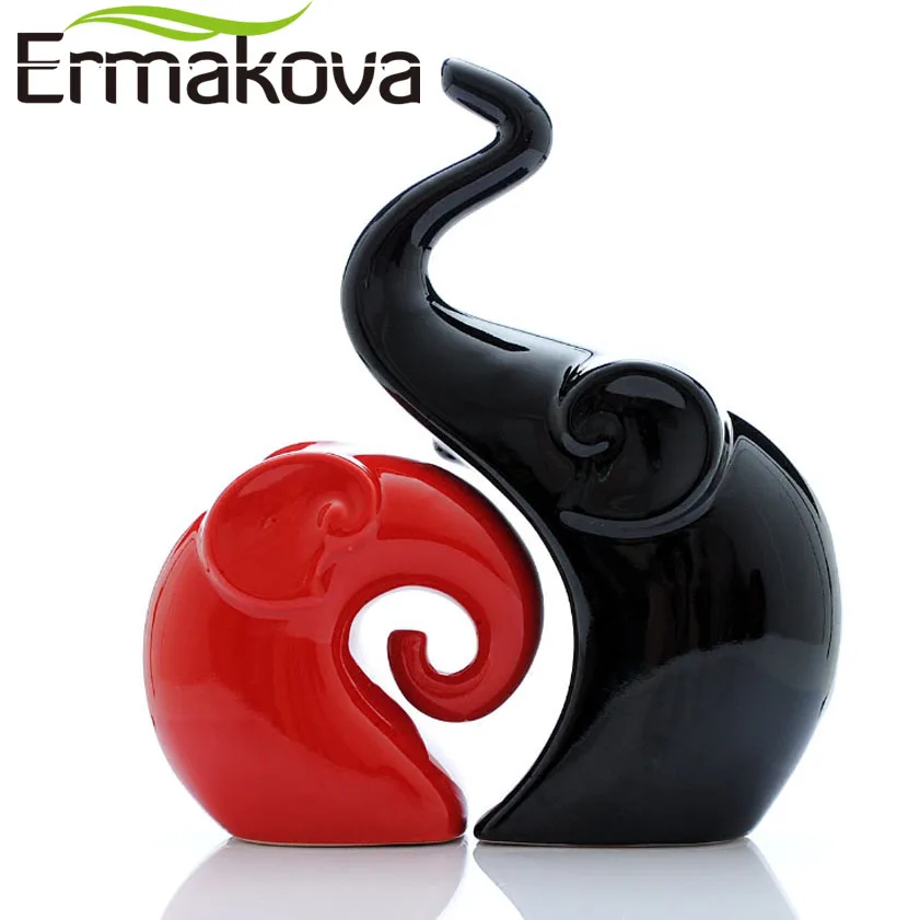 ERMAKOVA 2 шт. керамический слон фарфор животное двойное семейство богатство