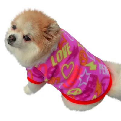 Мультфильм Pet Летняя куртка для собаки зимняя одежда маленький большой собака кошка ворсистый теплый флис Одежда Щенок Одежда для собак Одежда - Цвет: Hot Pink