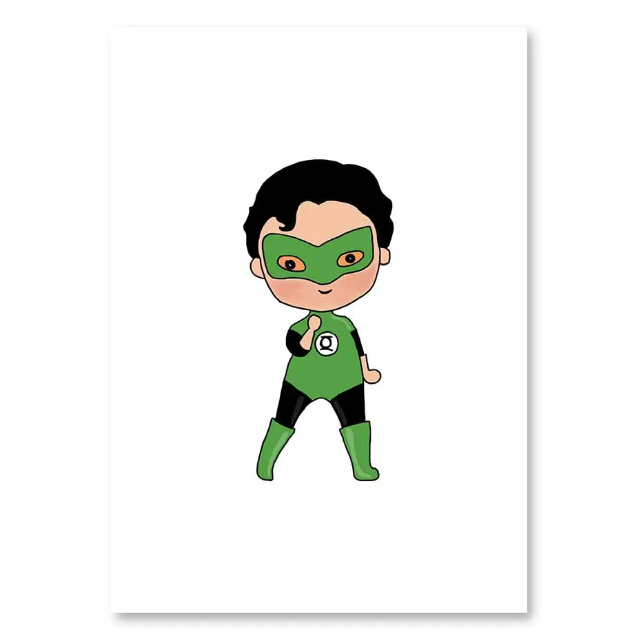 Мультфильм супер герой детский настенное Искусство Холст плакат и принты мультфильм полный набор картина Современная Детская комната Декор подарок - Цвет: PR1513-H