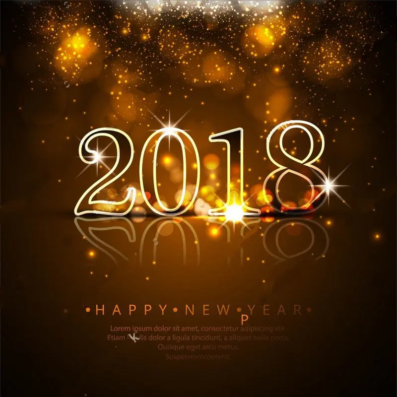 Блестящий Золотой 2018 счастливый новый год боке фоны виниловая ткань Высокое