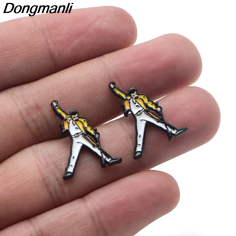 P3591 Dongmanli Freddie Mercury серьги гвоздики для женщин Эмаль Нержавеющая сталь пирсинг ювелирные изделия из Кореи для девушек